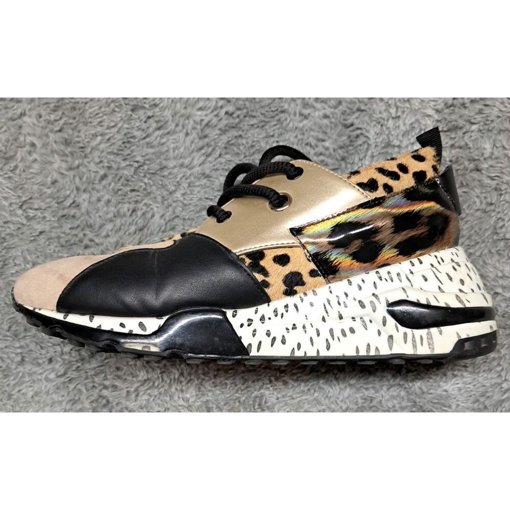 Steve Madden Shoes Women's Size 9.5M Cliff Leopard Print Lace-Up Wedge Sneakers - Picture 4 of 10